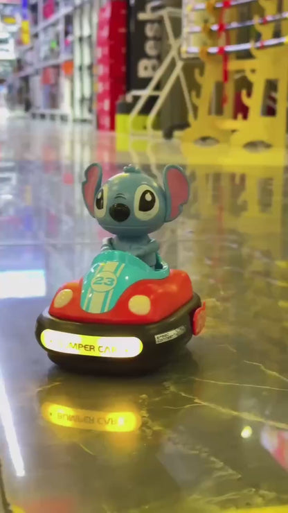 2 Bumper Cars With Stitch Figure - Remote Controlled